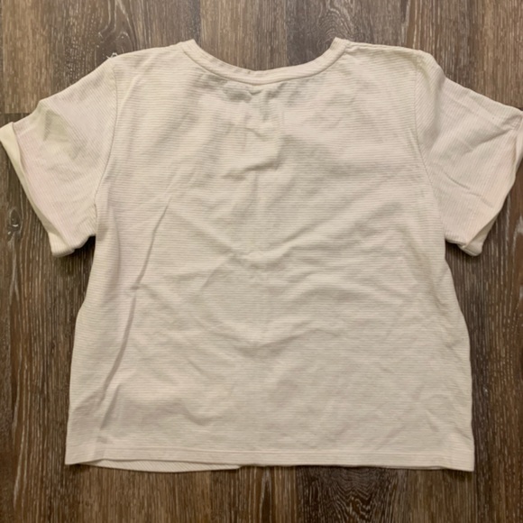 Club Monaco tan and white striped Leary tee - Picture 3 of 3